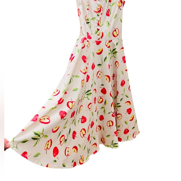 Miss Lulo Mini Retro Floral Apples Dress Size XS 96% Cotton 4% Spandex Preowned - Picture 3 of 16